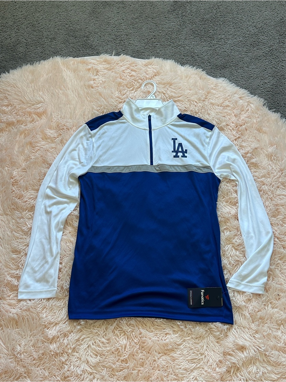 NWT LA Dodgers Long-Sleeve Quarter-Zip Pullover - Blue & White